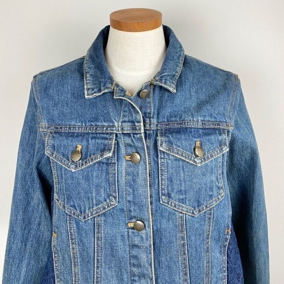 Free People Lace Paneled Jean Jacket - Picture 3 of 7